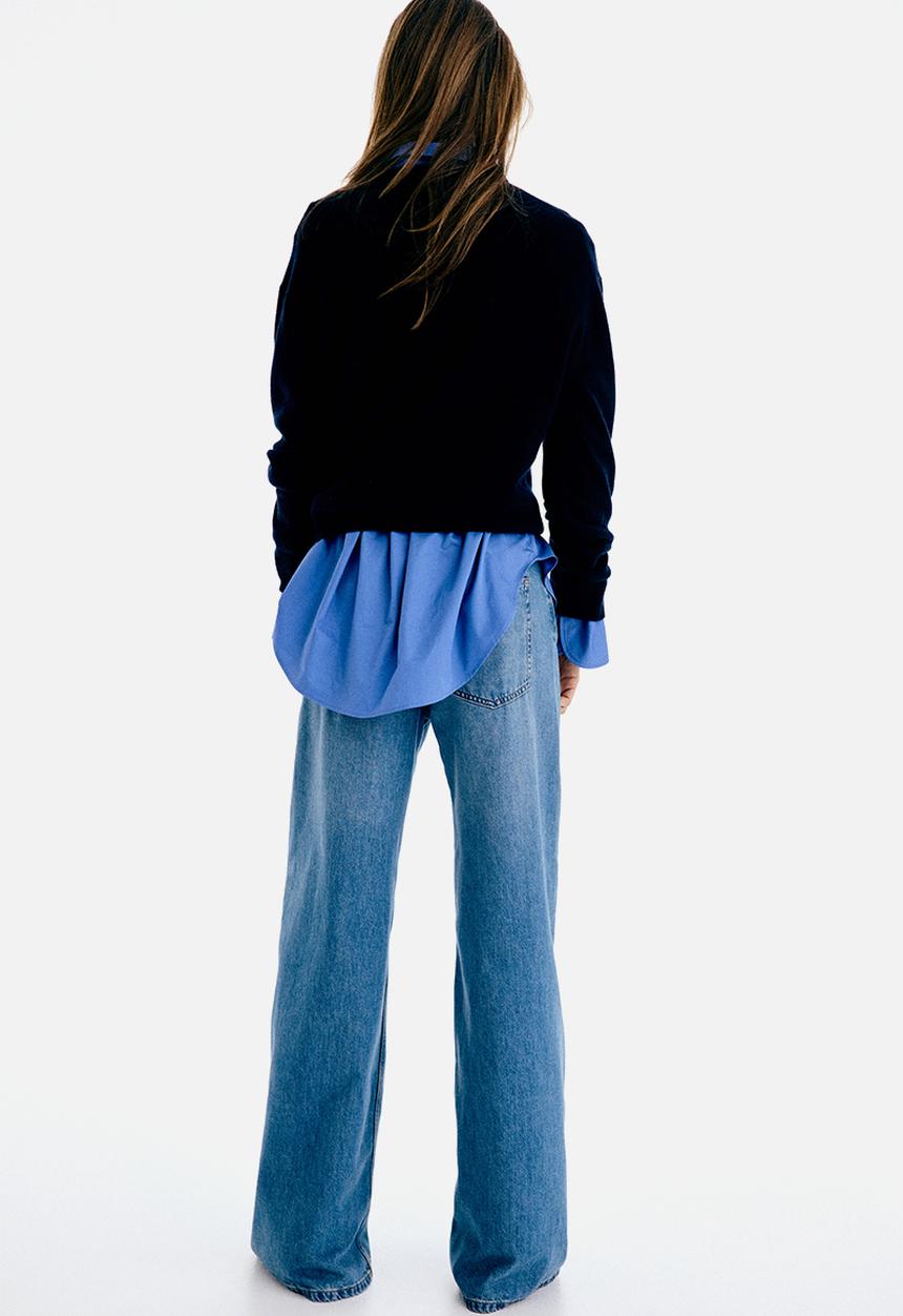 H&M - Wide high waist jeans - denim blue