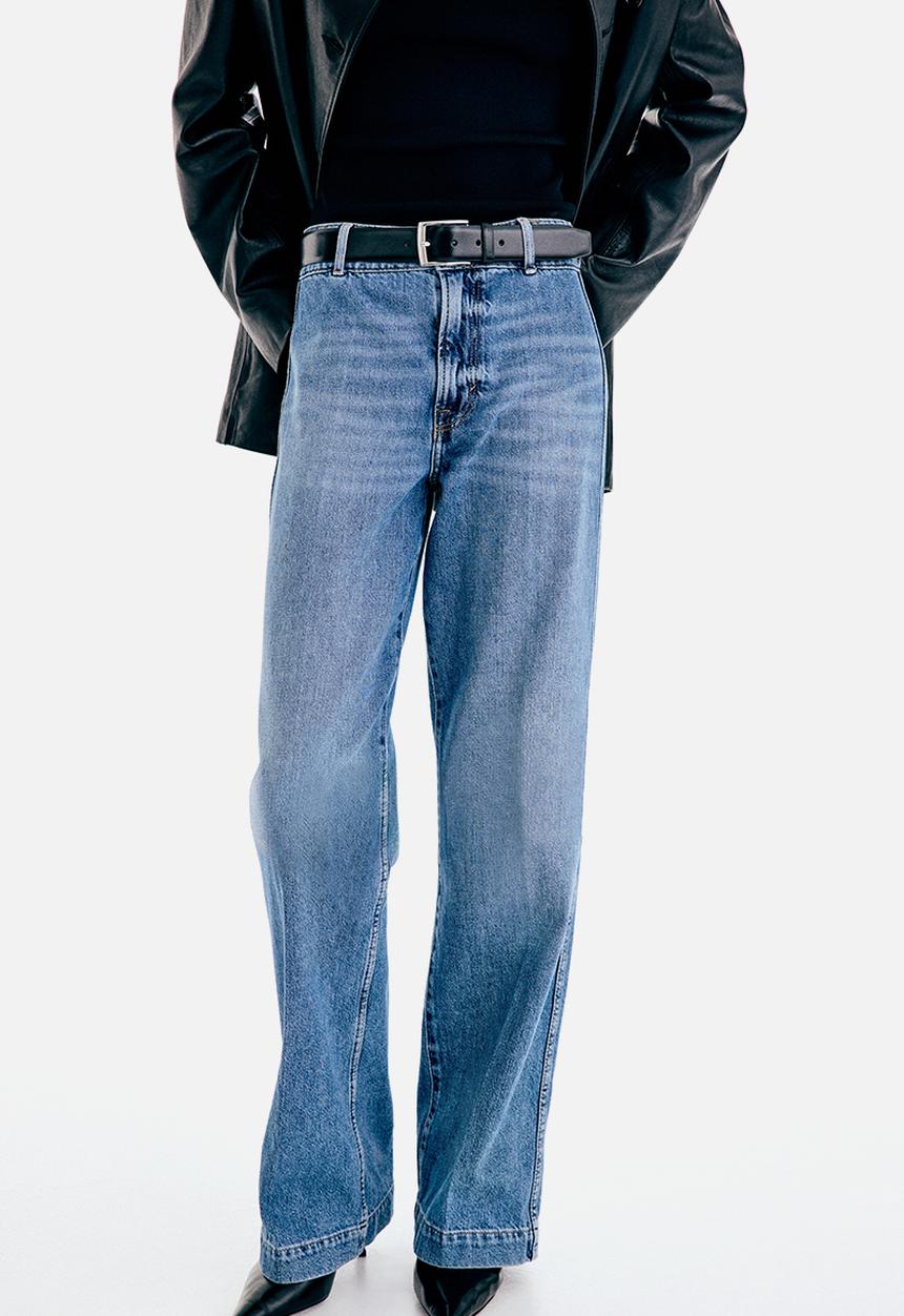 H&M - Wide high waist jeans - denim blue