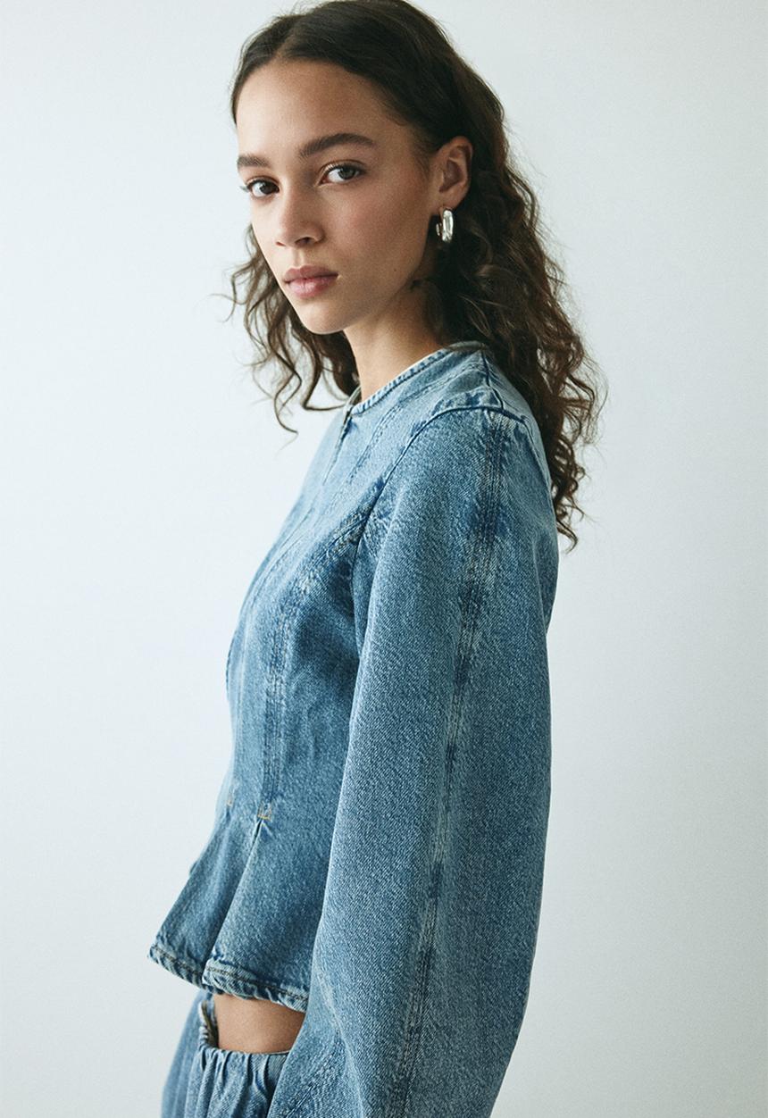 H&M - Denim peplum blouse - denim blue