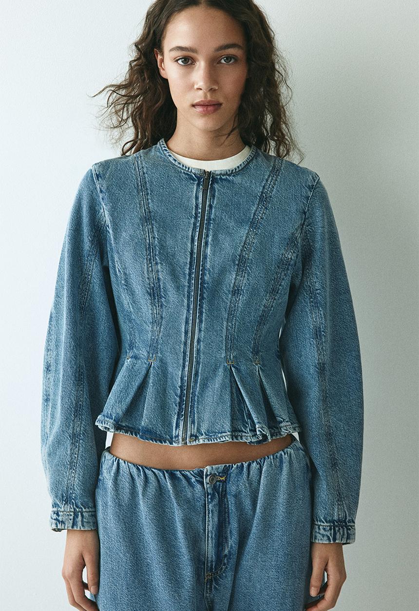 H&M - Denim peplum blouse - denim blue