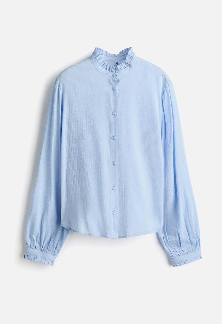 H&M - Frill-collared blouse - light blue