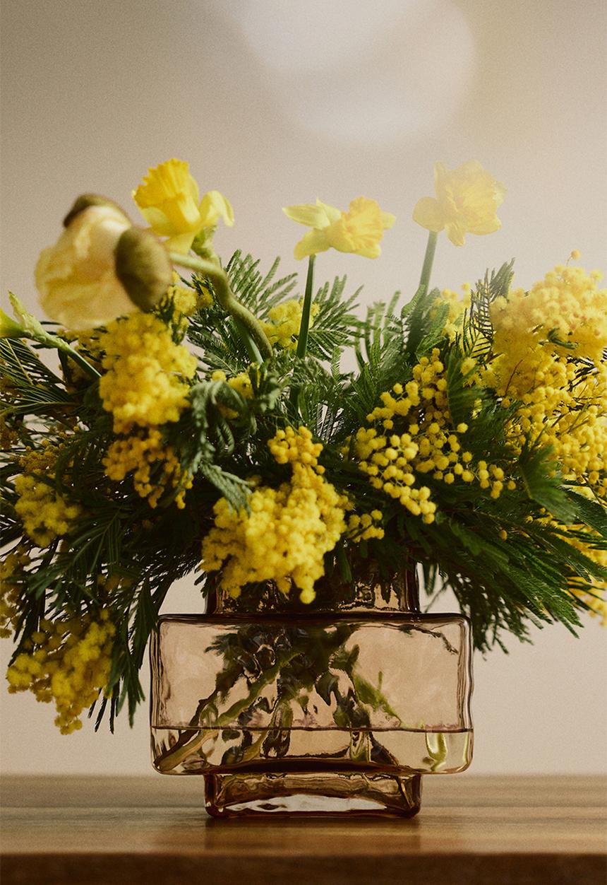H&M - Large textured-glass vase - light brown