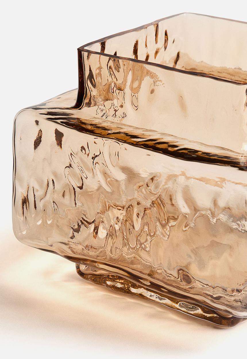H&M - Large textured-glass vase - light brown