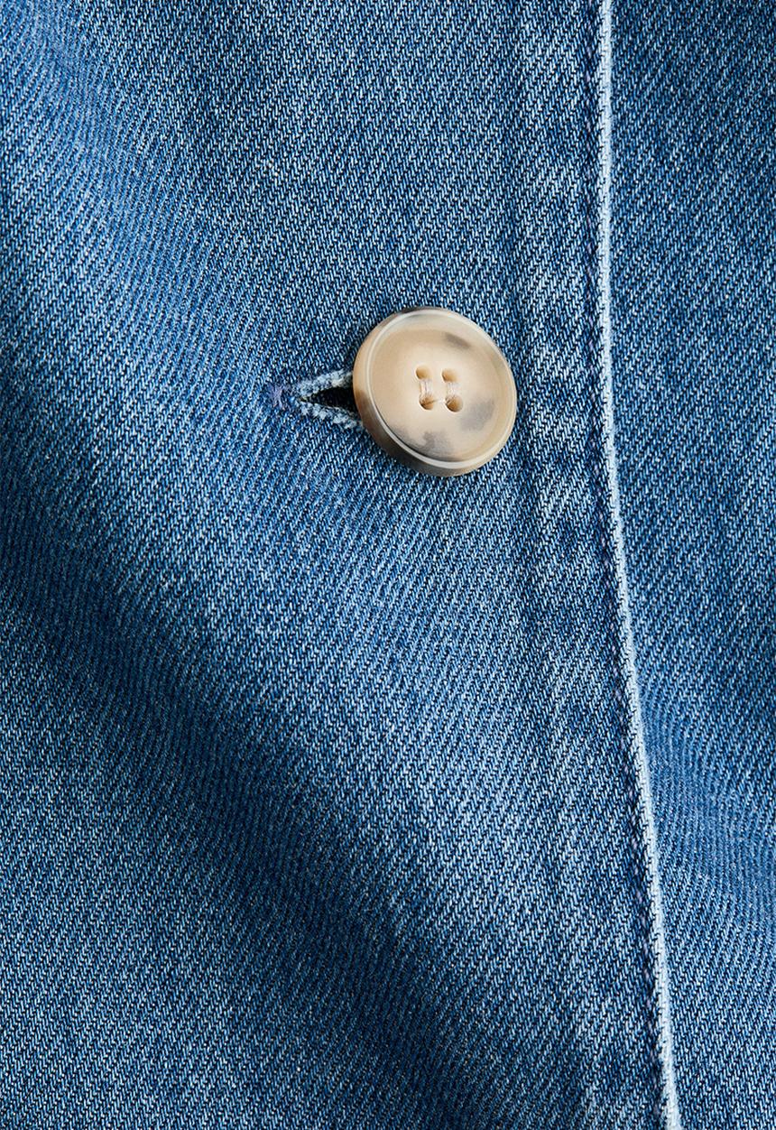 H&M - Puff-sleeved twill jacket - denim blue