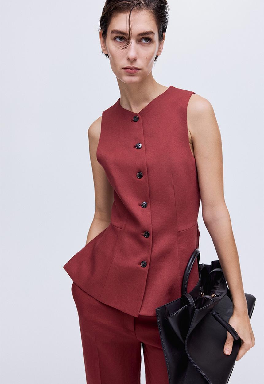 H&M - Peplum waistcoat - dark red