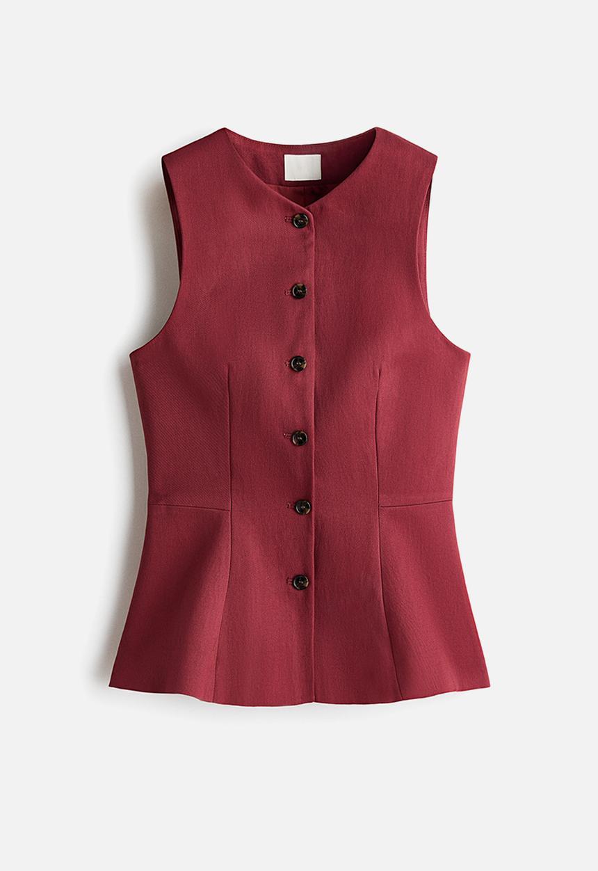 H&M - Peplum waistcoat - dark red