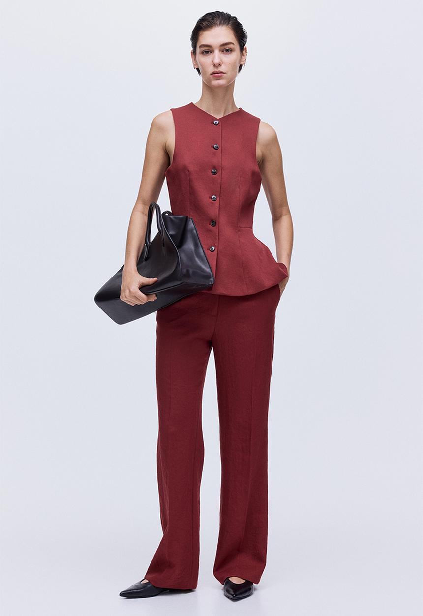 H&M - Peplum waistcoat - dark red