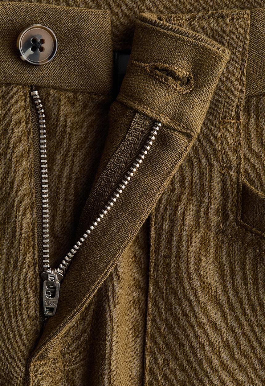H&M - Wide twill trousers - khaki green