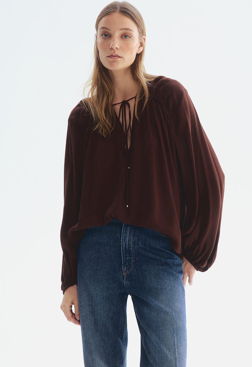 H&M - Oversized viscose blouse - dark brown