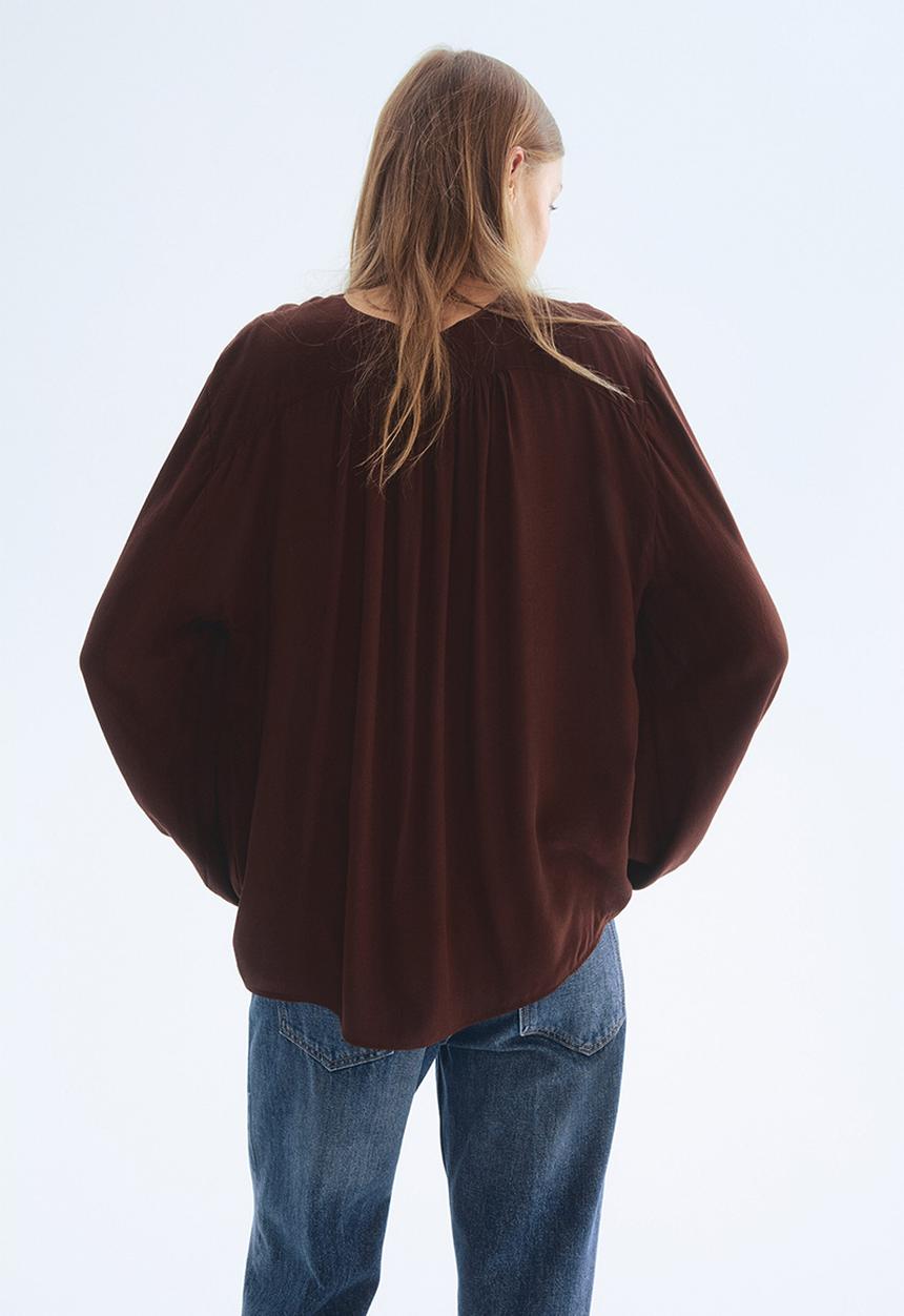 H&M - Oversized viscose blouse - dark brown