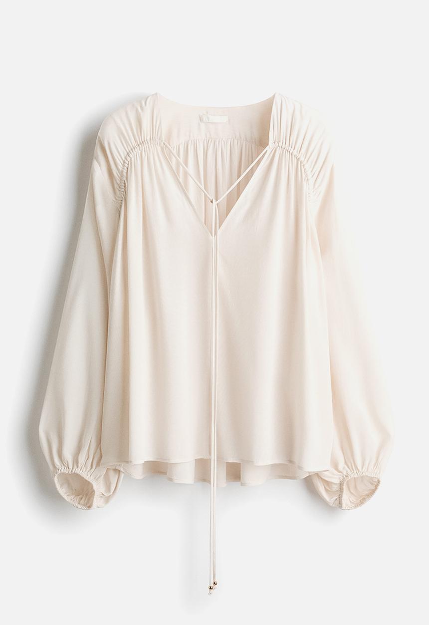 H&M - Oversized viscose blouse - light beige