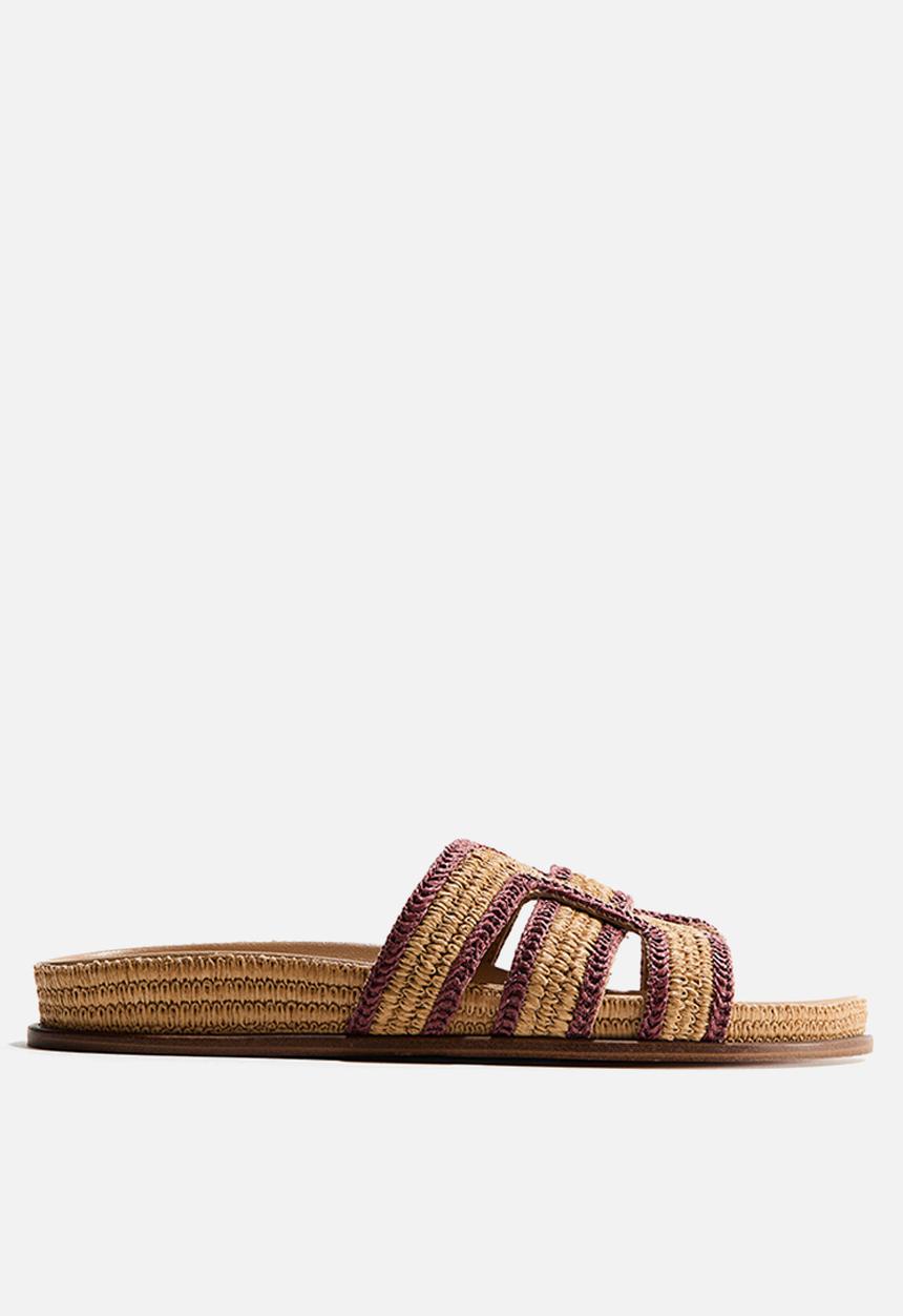 H&M - Braided straw sandals - beige/pink