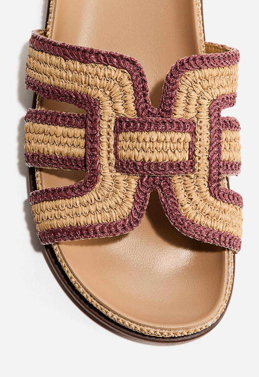 H&M - Braided straw sandals - beige/pink