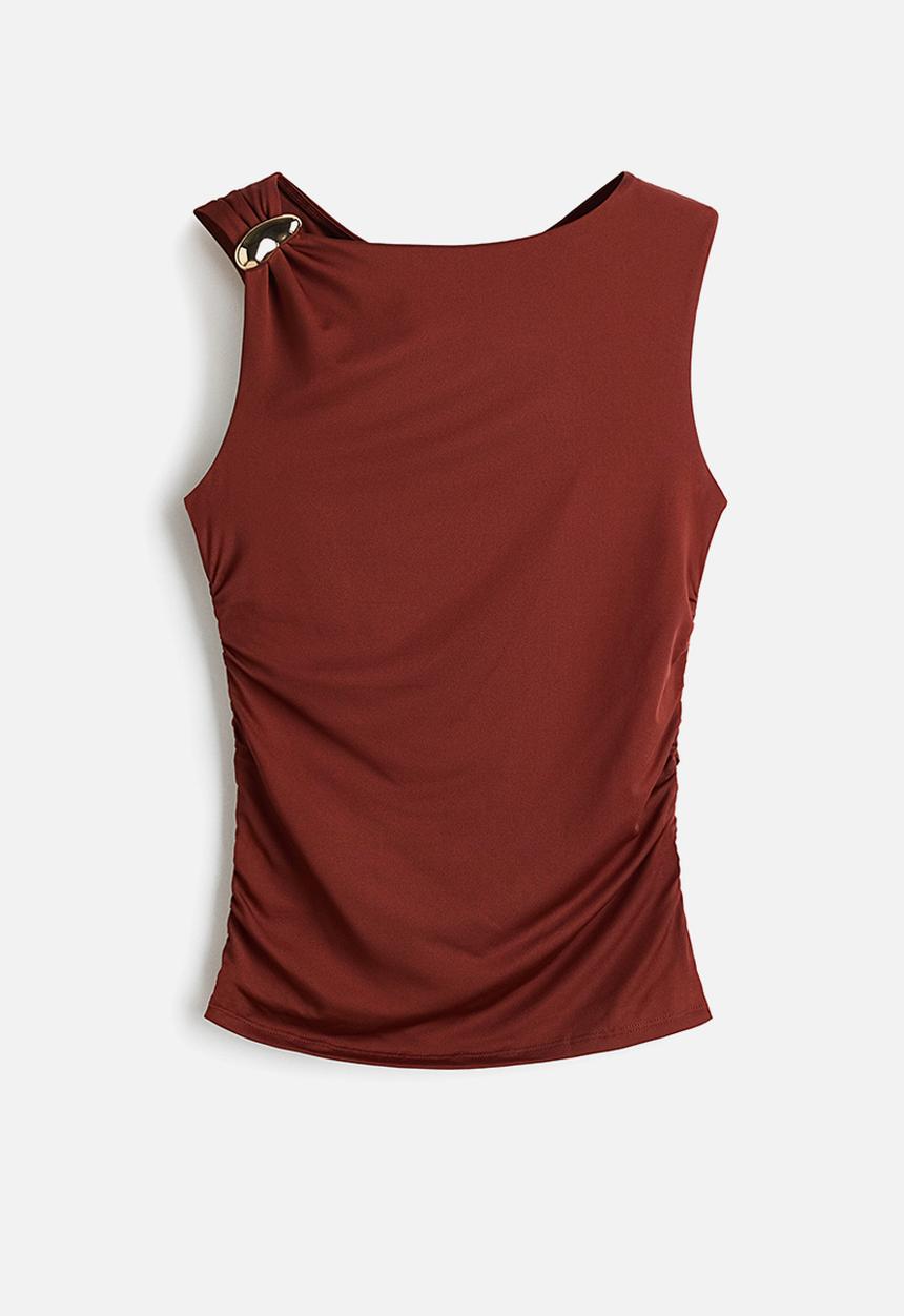 H&M - Draped top - rust red
