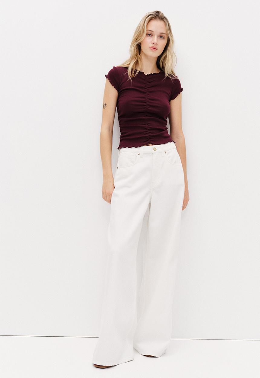 H&M - Draped cotton top - burgundy