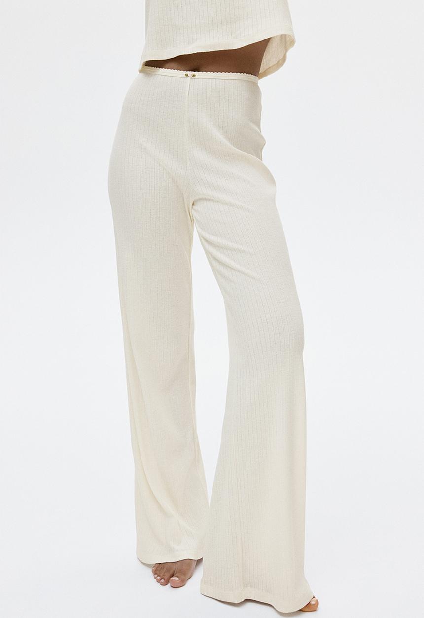 H&M - Ribbed jersey pyjamas - cream