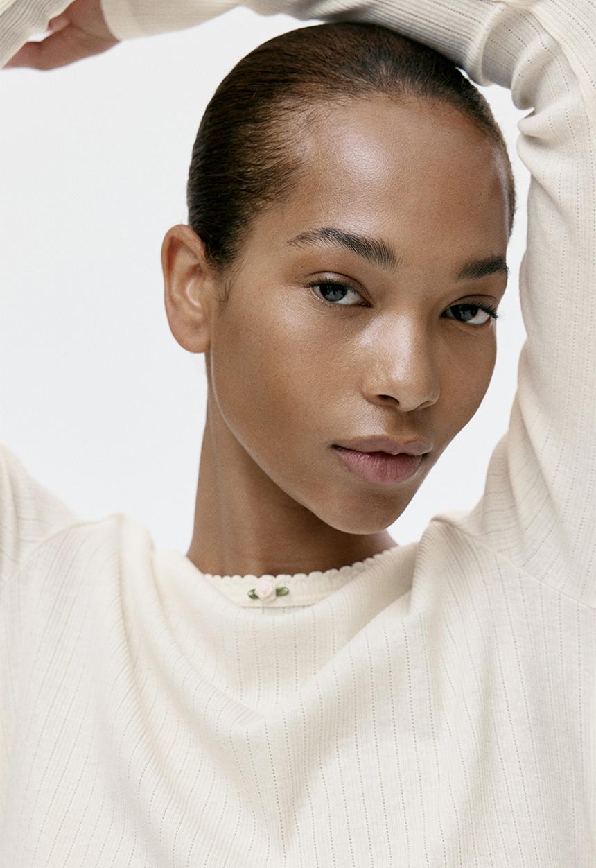 H&M - Ribbed jersey pyjamas - cream