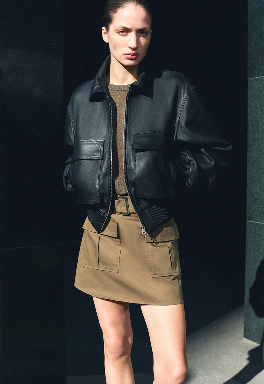 H&M - Belted utility skirt - khaki green