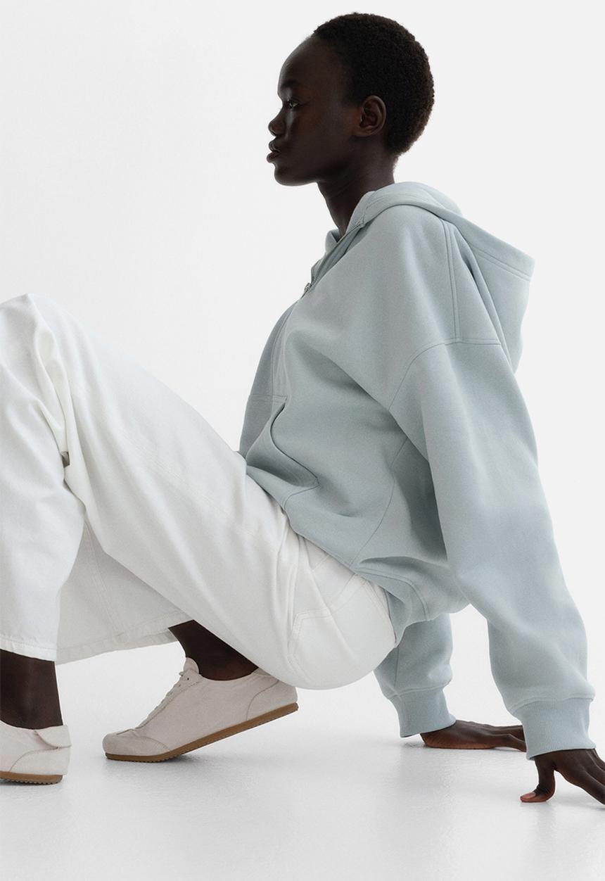 H&M - Zip-through hoodie - light blue