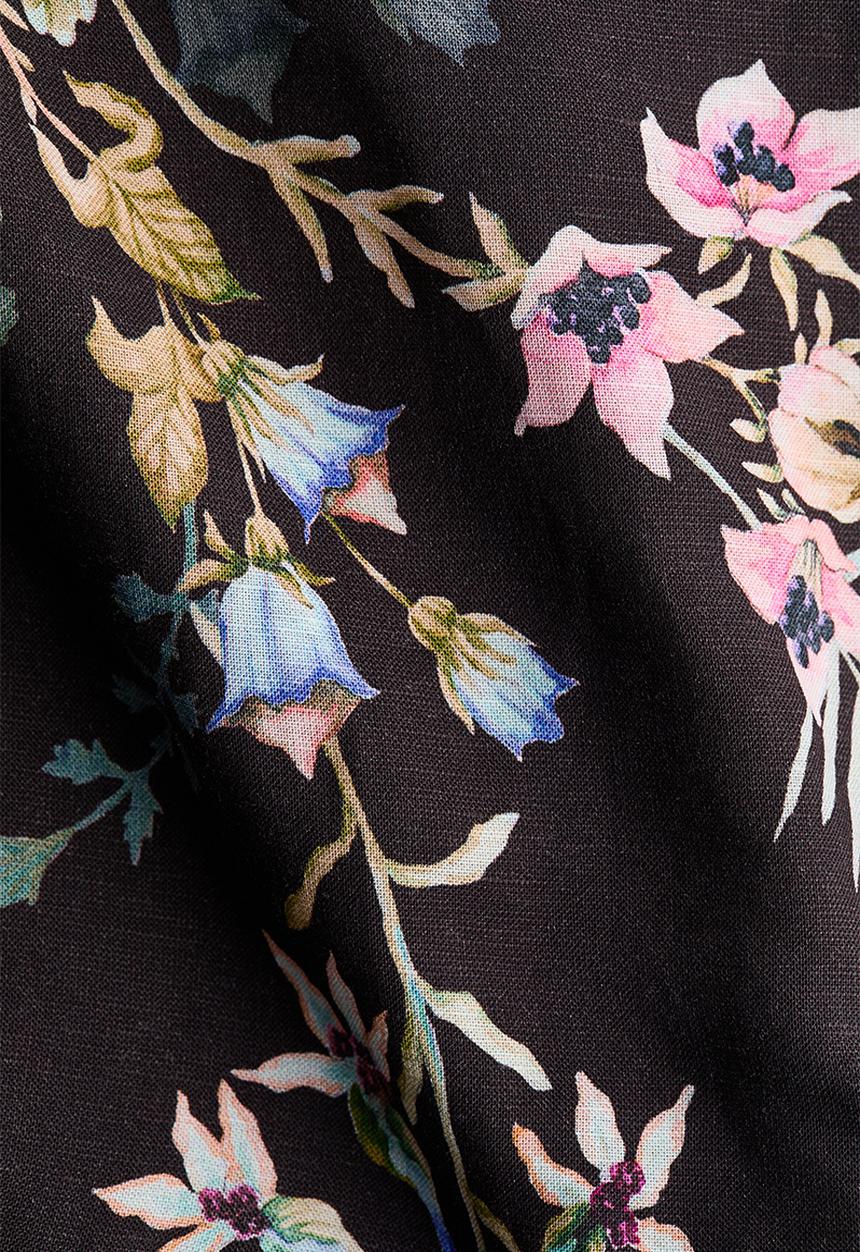 H&M - Linen-blend dress - black/floral