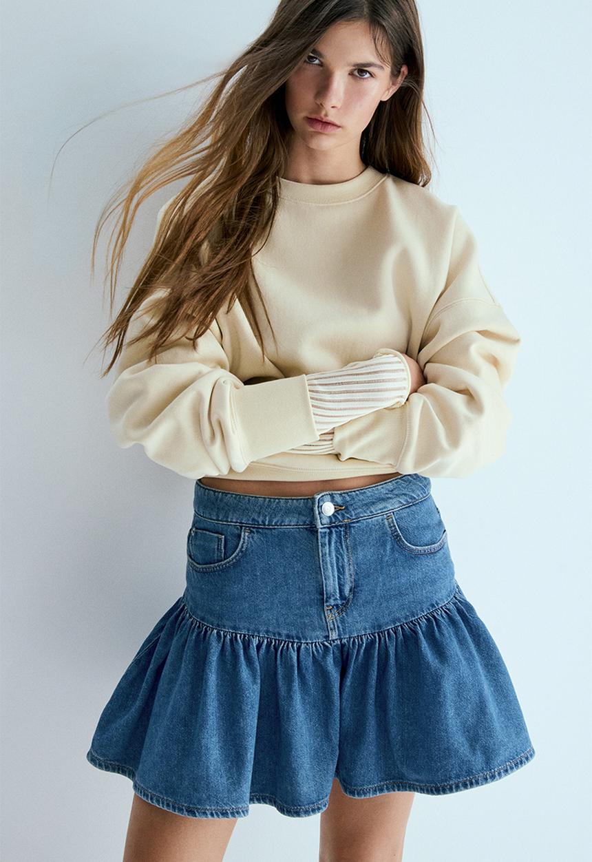H&M - Flared denim skirt - denim blue