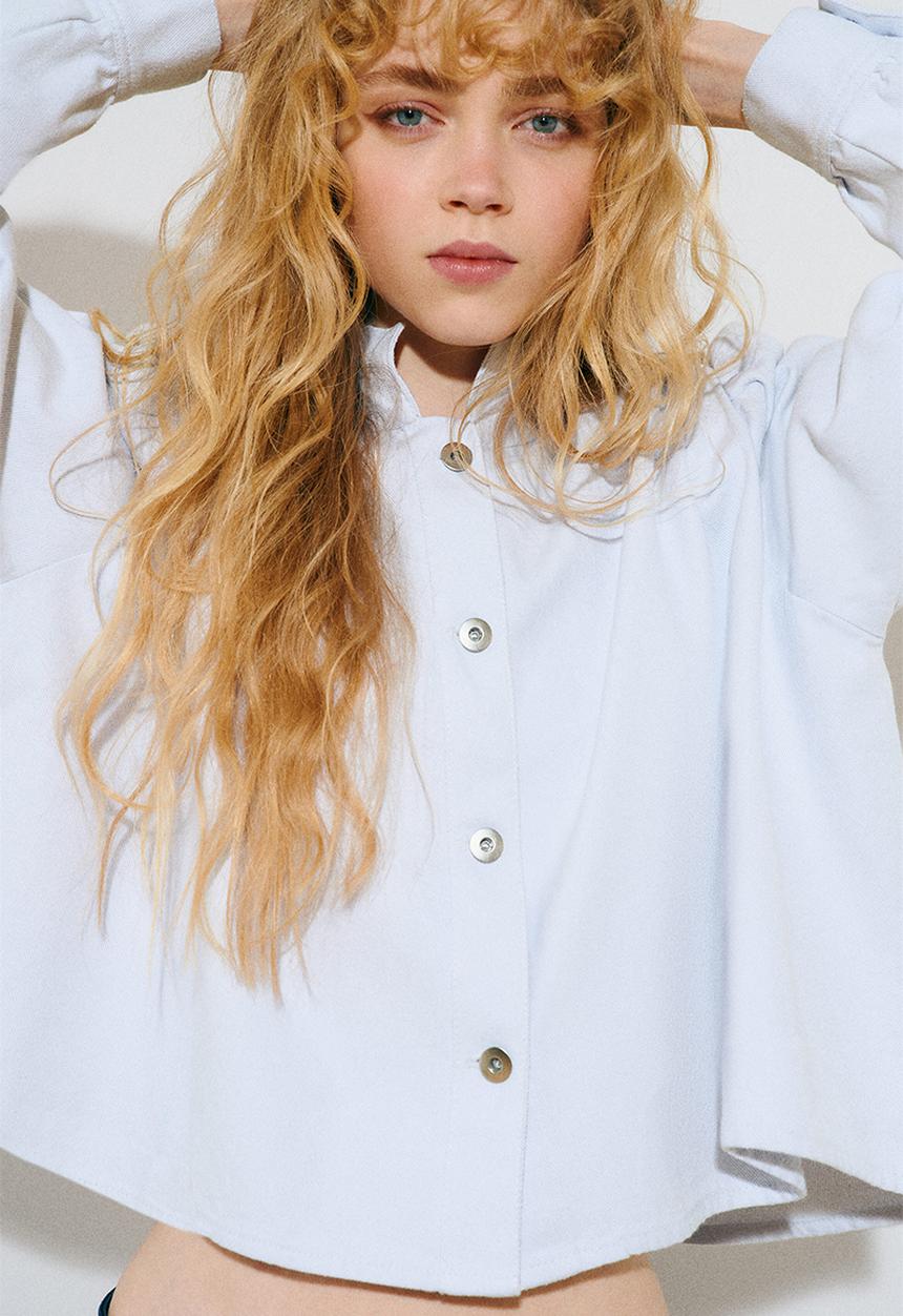 H&M - Shoulder-pad twill shirt - light blue