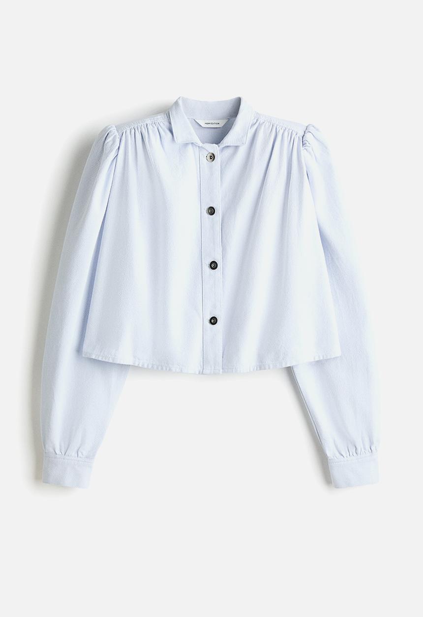 H&M - Shoulder-pad twill shirt - light blue