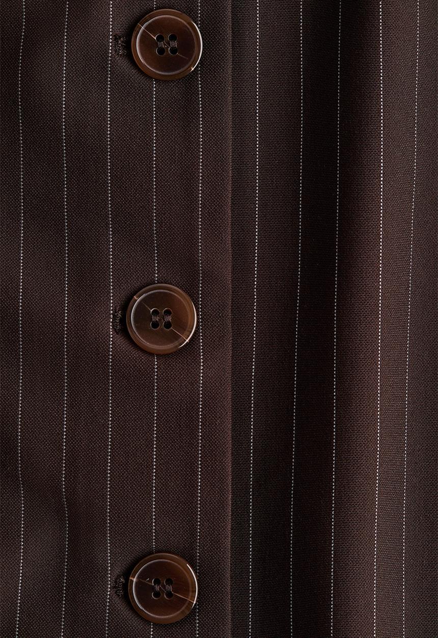 H&M - Bandeau waistcoat - dark brown/pinstriped