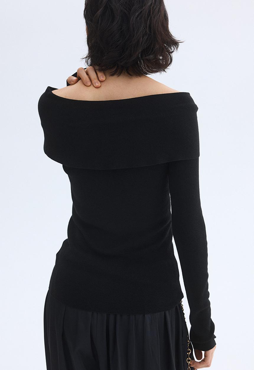 H&M - Twist-detail off-the-shoulder top - black