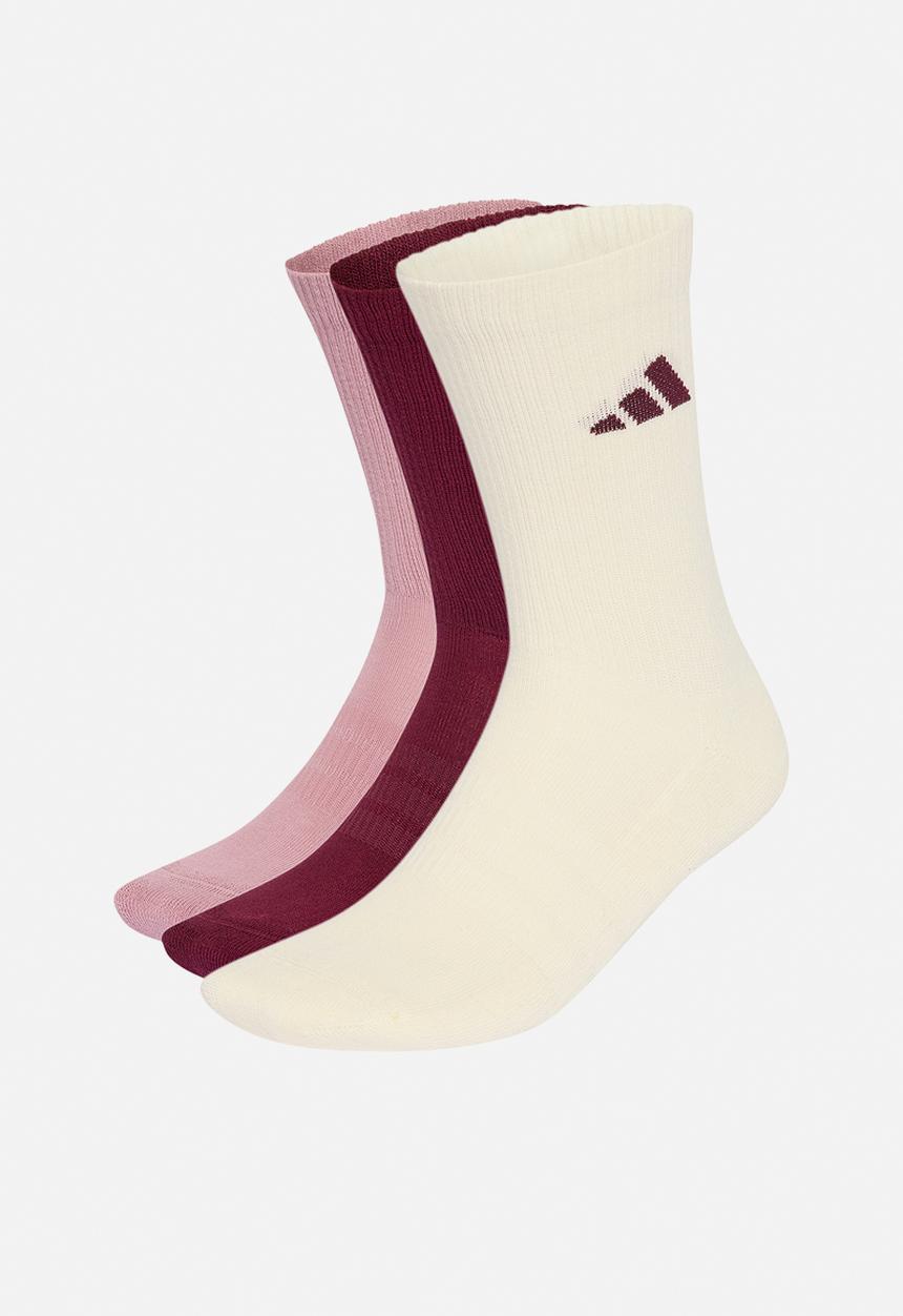 adidas Performance - Cushioned Sportswear Crew Socks 3pk - Maroon/ivory/magic mauve/white