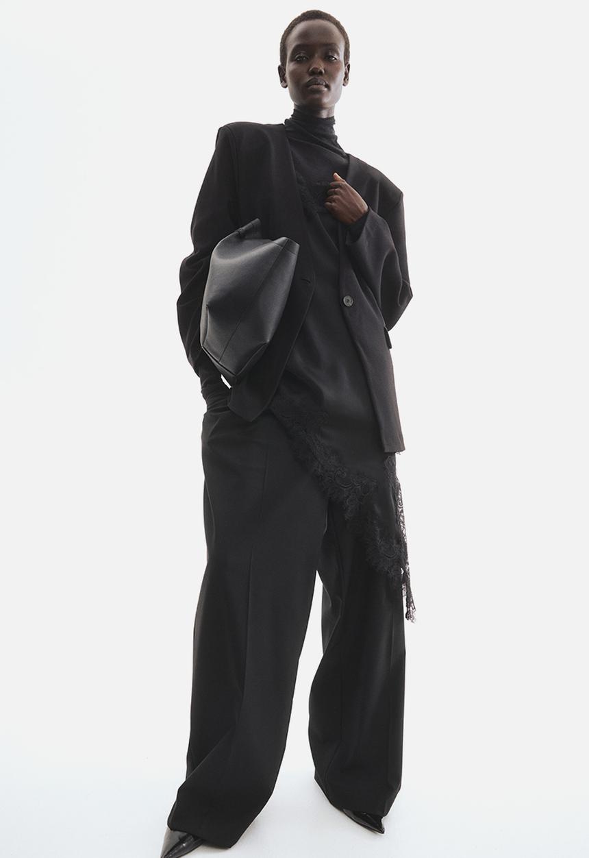 H&M - Collarless jersey blazer - black