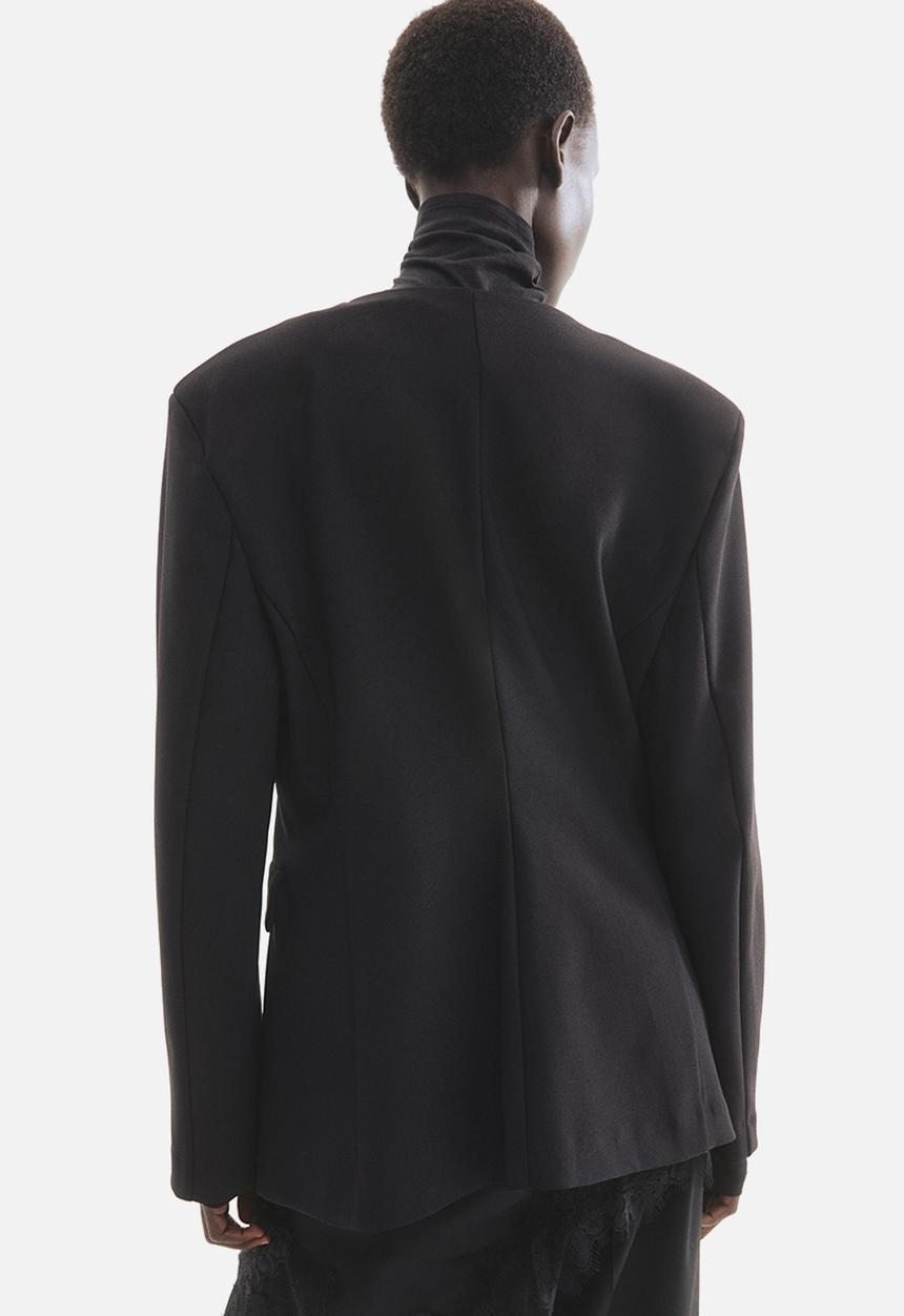 H&M - Collarless jersey blazer - black