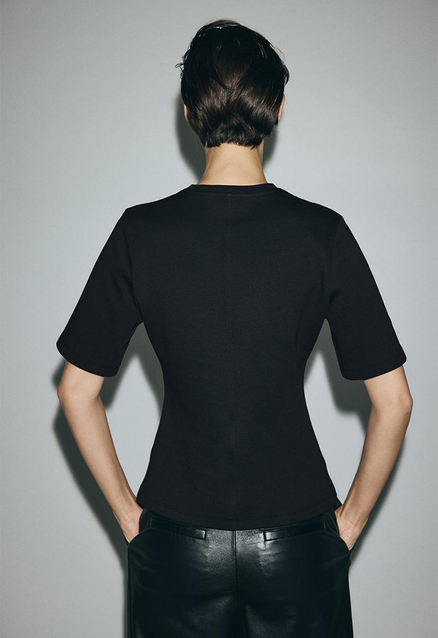 H&M - Waisted interlock t-shirt - black