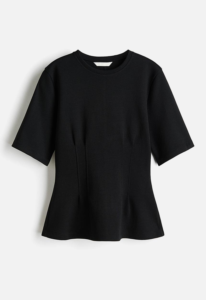 H&M - Waisted interlock t-shirt - black