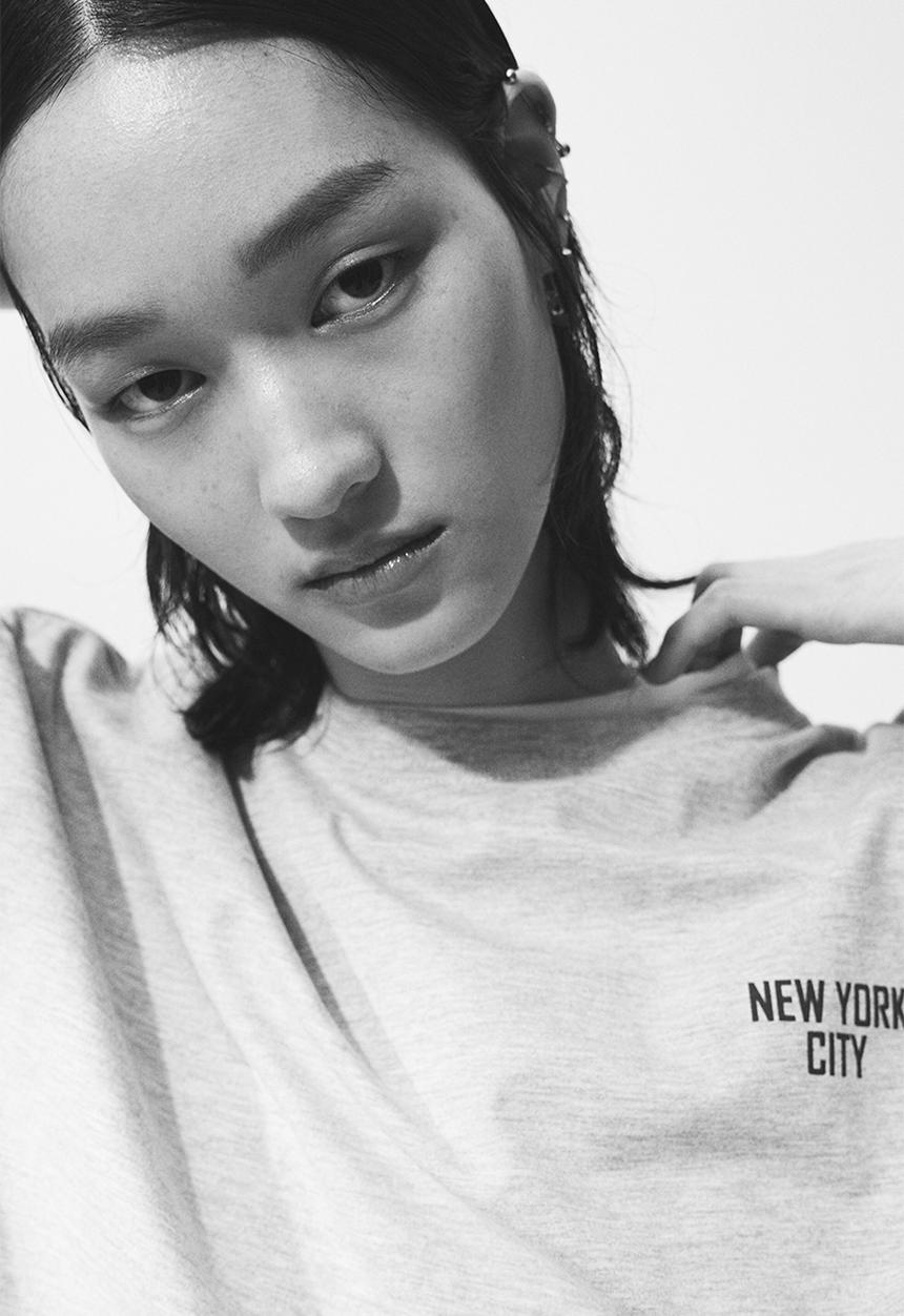 H&M - Oversized jersey top - light grey marl/new york
