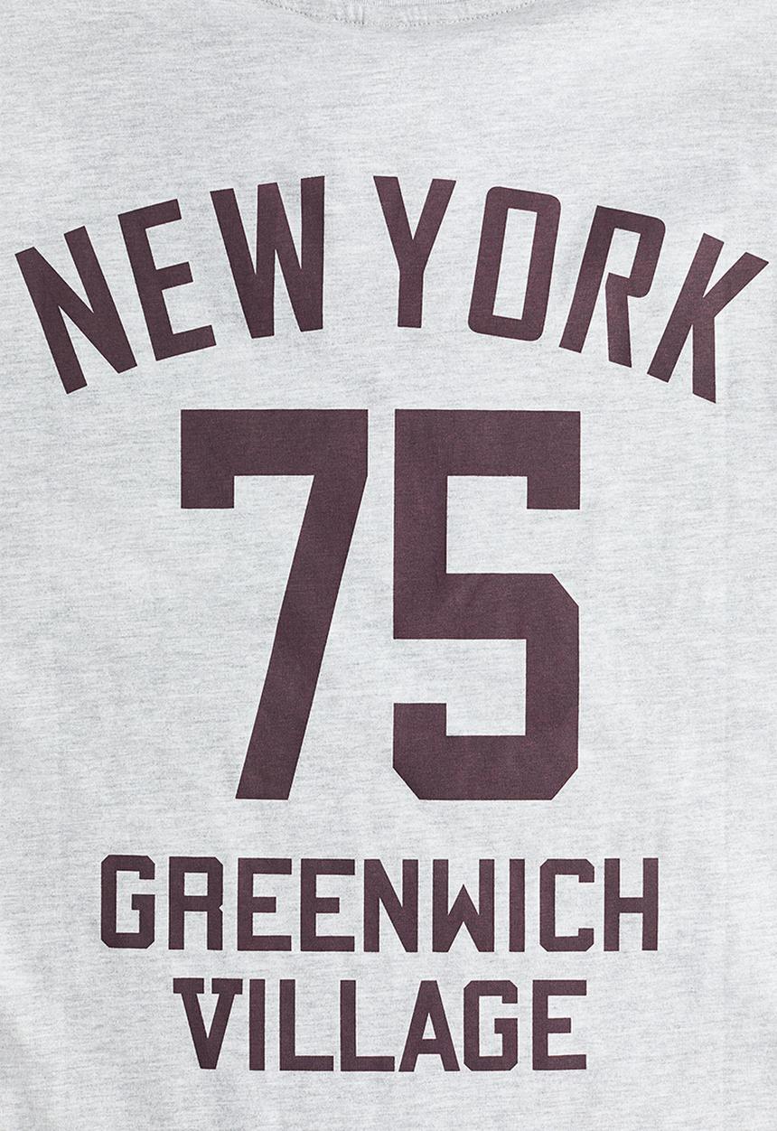 H&M - Oversized jersey top - light grey marl/new york