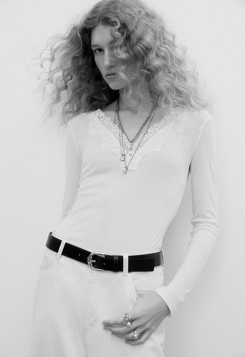 H&M - Lace-trimmed top - white