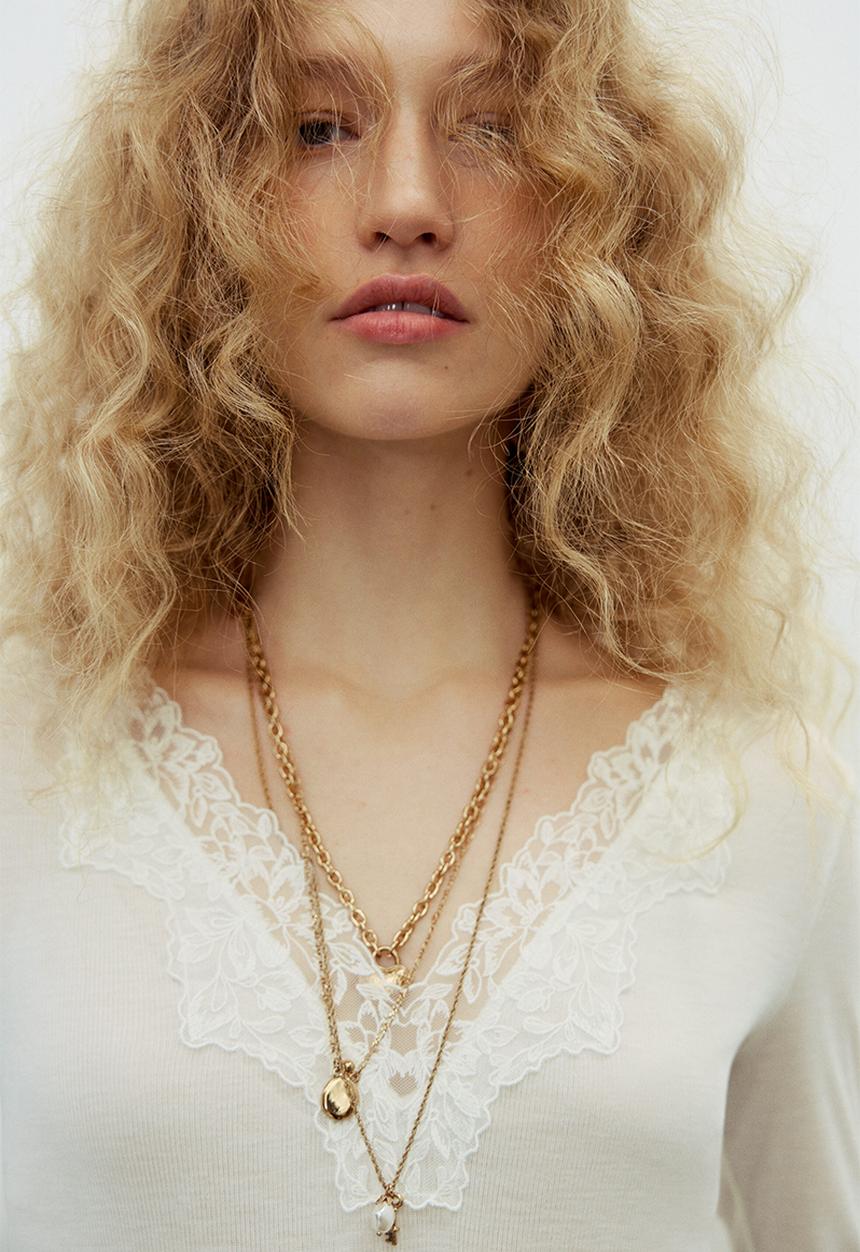 H&M - Lace-trimmed top - white