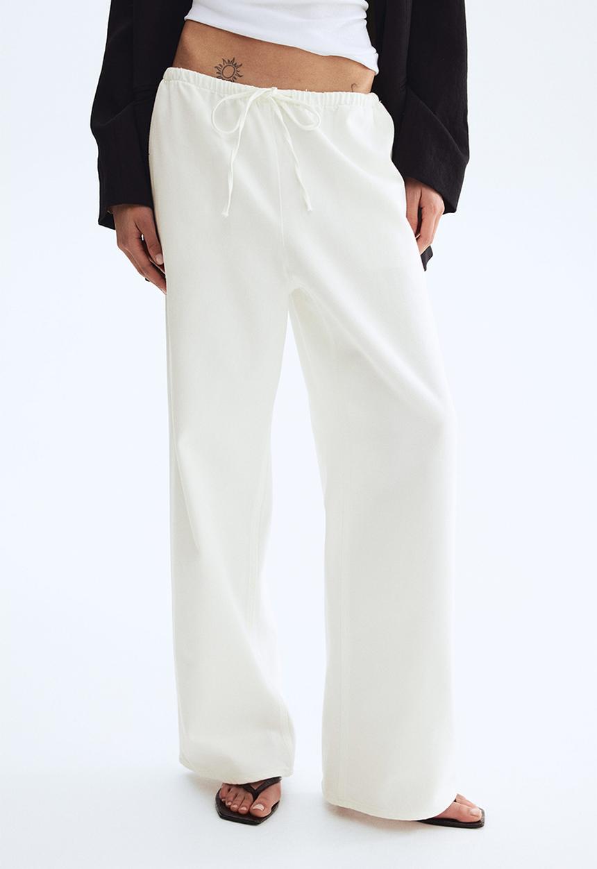 H&M - Denim drawstring trousers - white