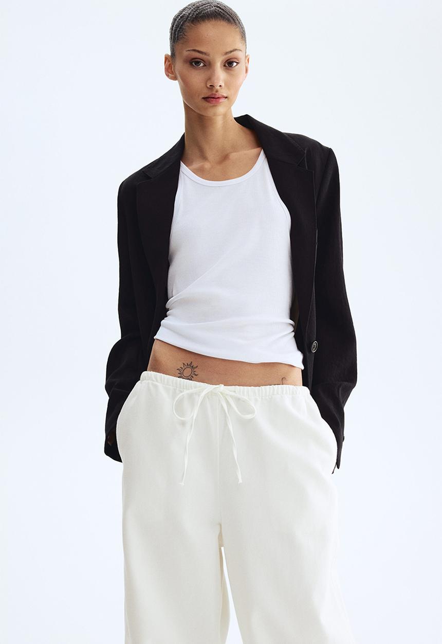 H&M - Denim drawstring trousers - white