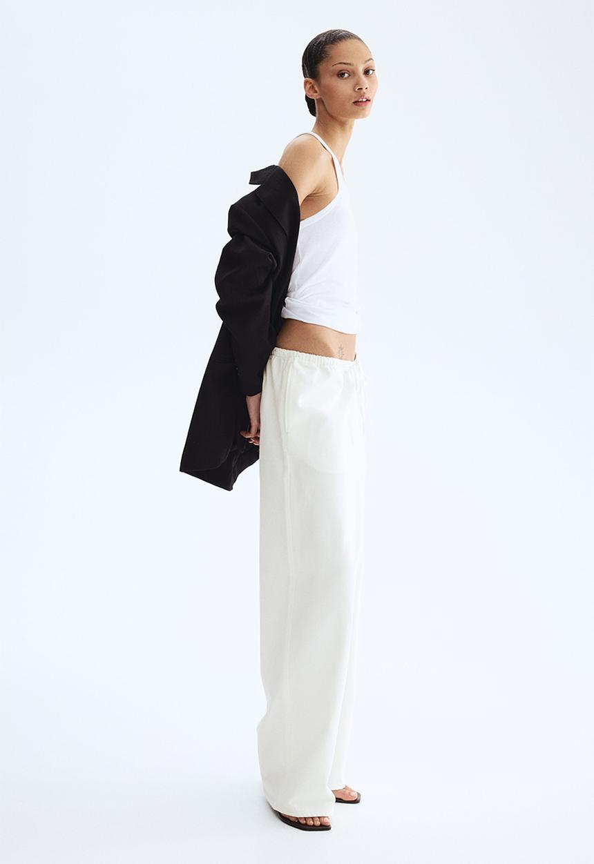 H&M - Denim drawstring trousers - white