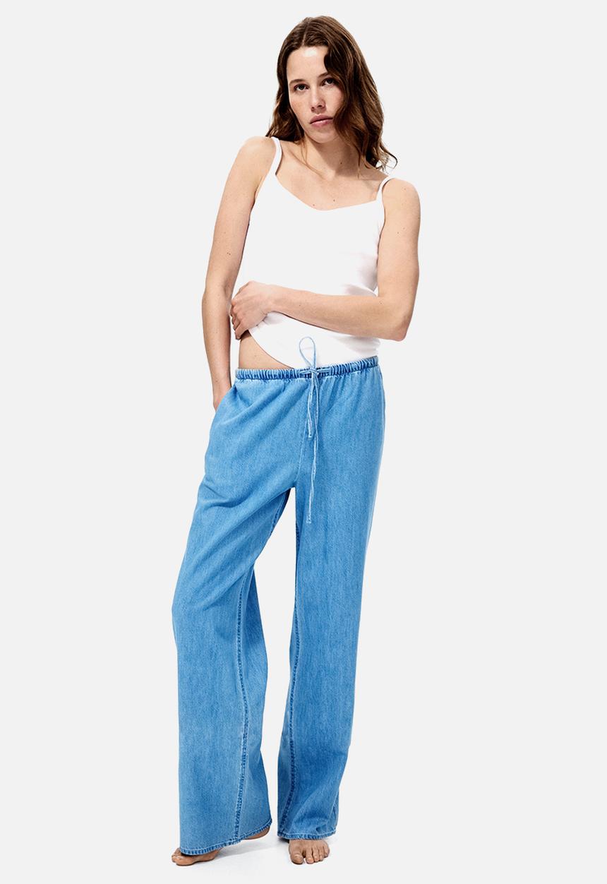 H&M - Denim drawstring trousers - light denim blue