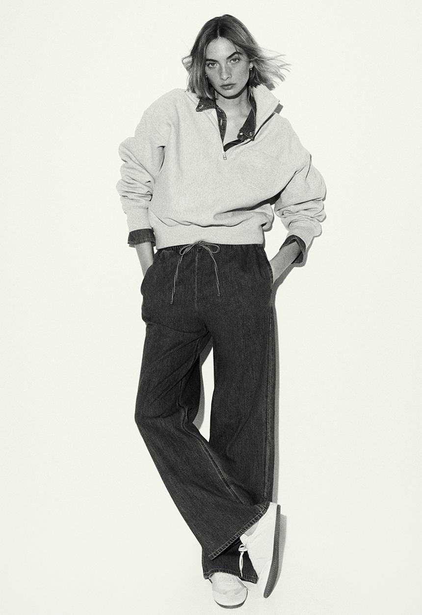 H&M - Denim drawstring trousers - denim blue