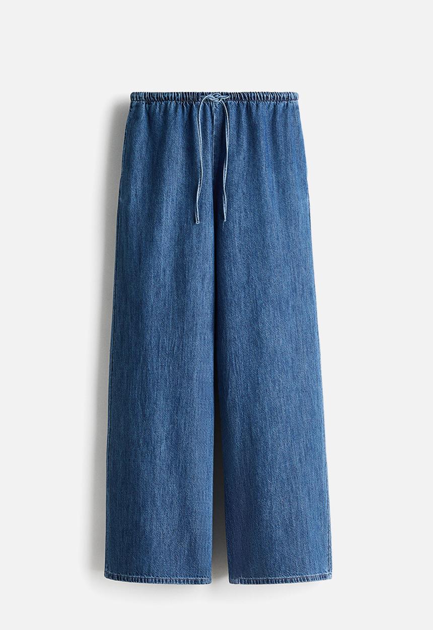 H&M - Denim drawstring trousers - denim blue