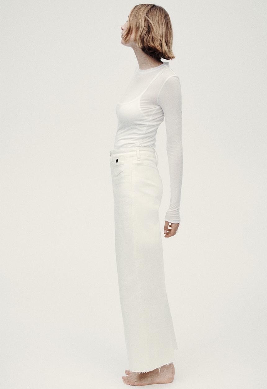 H&M - Wide high waist ankle jeans - white