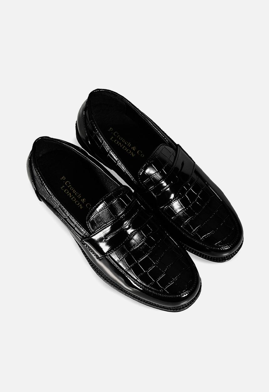 PC - Hi Shine & Croc vamp Slip on - Black