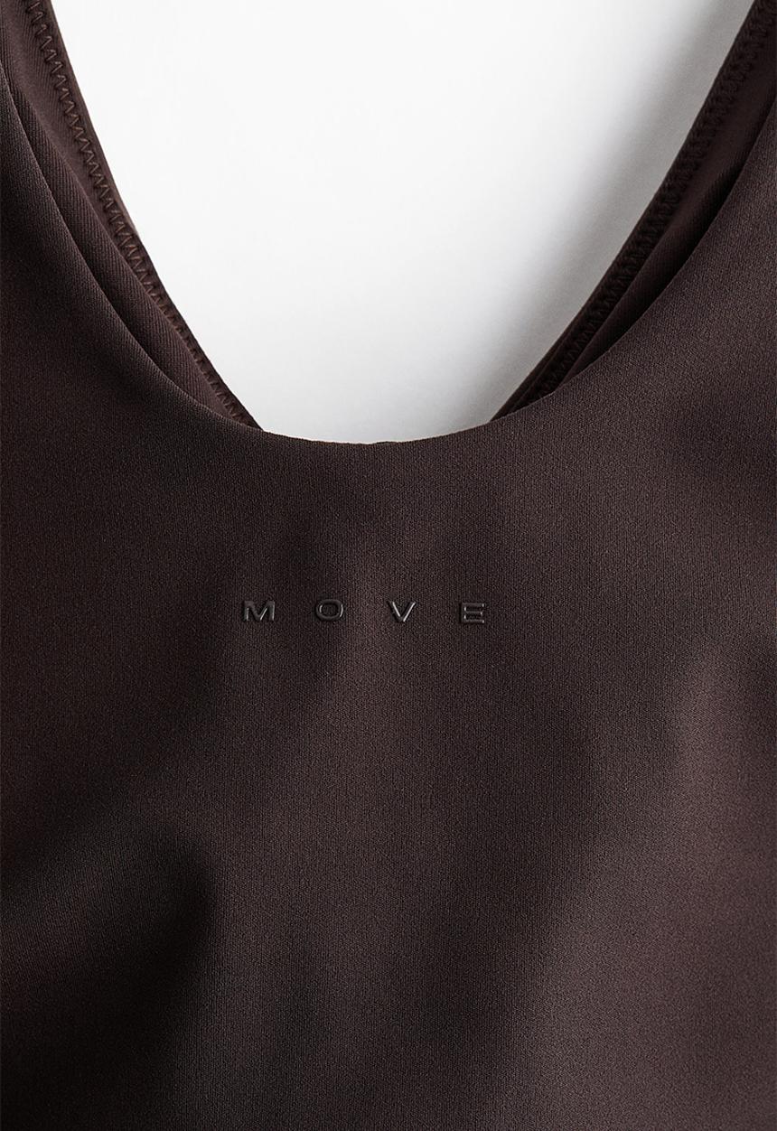 H&M - Cropped sports top with softmove™ - coffee bean brown
