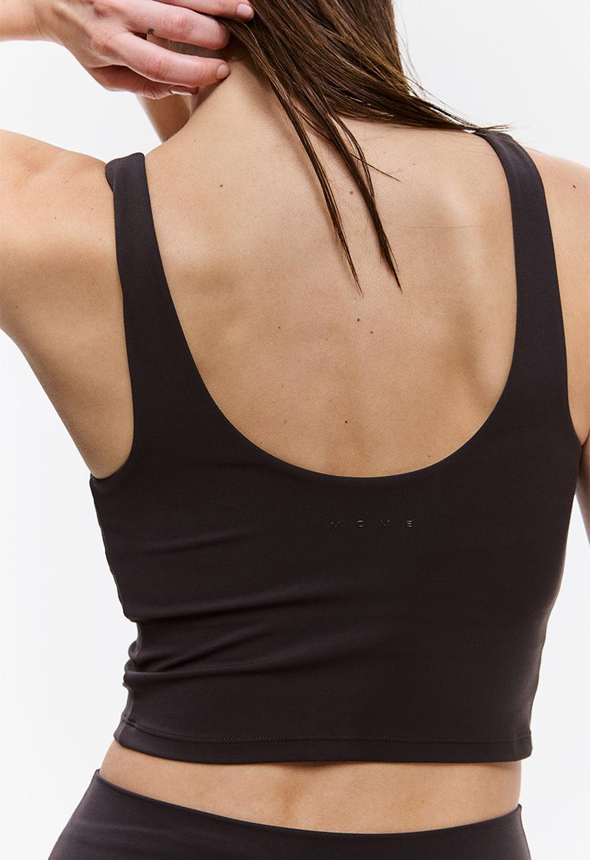 H&M - Cropped sports top with softmove™ - coffee bean brown