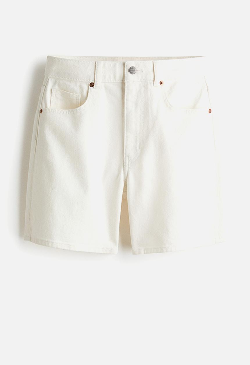 H&M - High-waisted denim shorts - cream