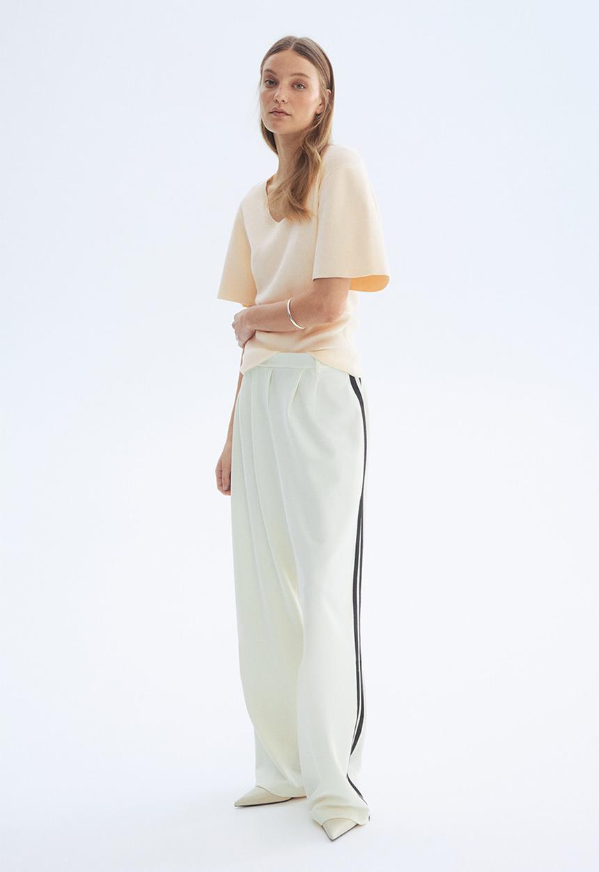 H&M - Fine-knit T-shirt - cream